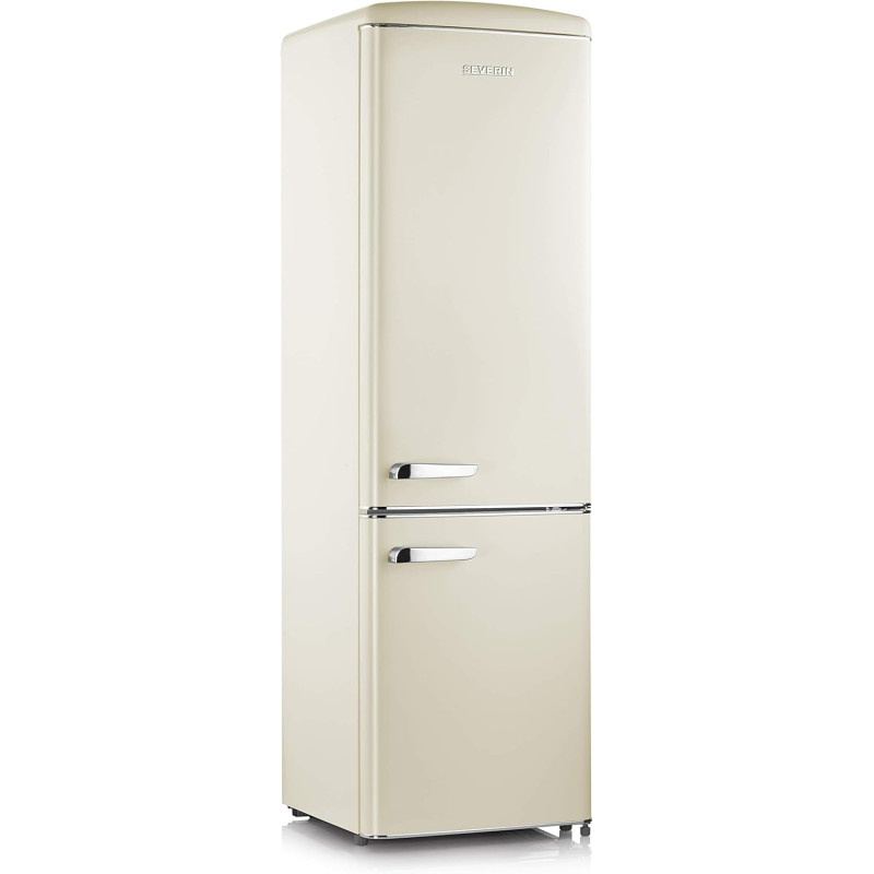 SEVERIN Réfrigérateur Congélateur combiné, Pose libre, Longueur 55 cm, 244 L, Classe D, Combiné Réfrigérateur design Rétro, Crèm