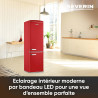 SEVERIN Réfrigérateur Congélateur combiné, Pose libre, Longueur 55 cm, 244 L, Classe D, Combiné Réfrigérateur design Rétro, Roug