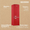 SEVERIN Réfrigérateur Congélateur combiné, Pose libre, Longueur 55 cm, 244 L, Classe D, Combiné Réfrigérateur design Rétro, Roug