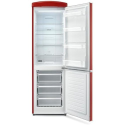 SEVERIN Réfrigérateur Congélateur combiné Total NoFrost, Pose libre, Largeur 60 cm, 315 L, Classe E, Veggibox inclus, Rétro, Rou