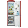 SEVERIN Réfrigérateur Congélateur combiné Total NoFrost, Pose libre, Largeur 60 cm, 315 L, Classe E, Veggibox inclus, Rétro, Rou