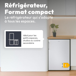 Candy - Mini Réfrigérateur Table Top - 1 Porte - Classe Énergétique E - Froid Statique - Blanc - 127 Litres - 85 x 55 x 58 cm - 