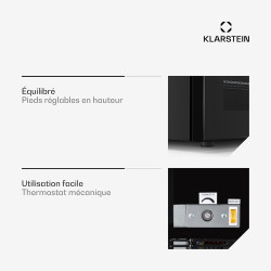 KLARSTEIN IceAge - Congélateur avec façade vitrée, thermostat à 5 niveaux, 0 à -20°C, pieds réglables en hauteur, boîtier en aci