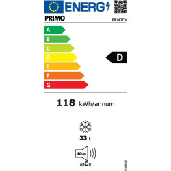 PRIMO PR147DV Mini congélateur - Petit congélateur - Indépendant - 33L - D - Argenté