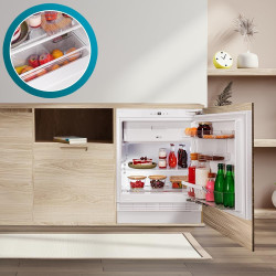 Cecotec Mini-réfrigérateur intégrable 121 L Bolero CoolMarket TT BI 121 Blanc. Hauteur 81,8 cm et largeur 59,5 cm, Tiroir de con