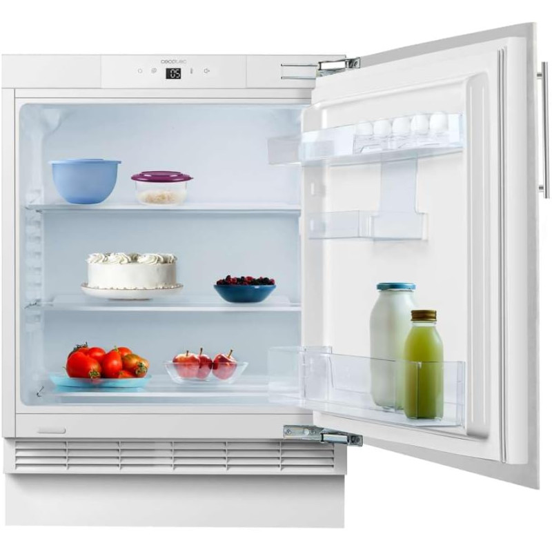 Cecotec mini réfrigérateur encastrable 138 l bolero coolmarket tt bi 138 blanc e. hauteur 81,8 cm, 59,5 cm large, affichage tact