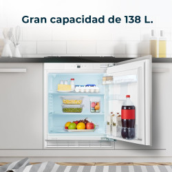 Cecotec mini réfrigérateur encastrable 138 l bolero coolmarket tt bi 138 blanc e. hauteur 81,8 cm, 59,5 cm large, affichage tact