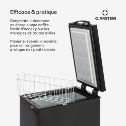 Klarstein Mini Congelateur Armoire, Petit Congélateur pour la Chambre et la Maison, Mini congélateur 51L, Congelateur Petite Tai