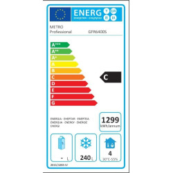 METRO Professional Congélateur GFR6400, acier inoxydable, 59.5x64x188.5cm, 240 L, refroidissement par ventilateur statique, 480 