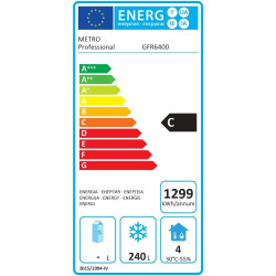 METRO Professional Congélateur GFR6400, acier inoxydable, 59.5x64x188.5cm, 240 L, refroidissement par ventilateur statique, 480 