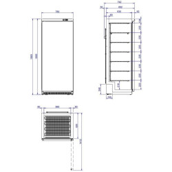 METRO Professional Congélateur GFR4600, métal/ABS, 511 L, froid statique, 145 W, avec serrure, 7 étagères, blanc