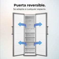 Cecotec Congélateur Vertical de 273 L Bolero CoolMarket UF 273 Inox E. 185 cm de Hauteur, Total No Frost, Moteur Inverter Plus, 