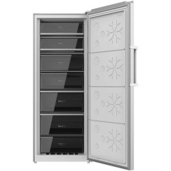 Cecotec Congélateur vertical Bolero CoolMarket UF 380 inox D. 1950W, grande capacité XL de 380L, classe D, inverter plus, Total 