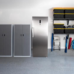 Cecotec Congélateur vertical Bolero CoolMarket UF 380 inox D. 1950W, grande capacité XL de 380L, classe D, inverter plus, Total 