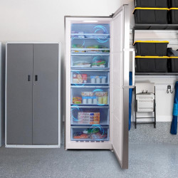 Cecotec Congélateur vertical Bolero CoolMarket UF 380 inox D. 1950W, grande capacité XL de 380L, classe D, inverter plus, Total 