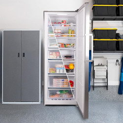 Cecotec Congélateur vertical Bolero CoolMarket UF 380 inox D. 1950W, grande capacité XL de 380L, classe D, inverter plus, Total 