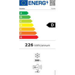 Cecotec Congélateur vertical Bolero CoolMarket UF 380 inox D. 1950W, grande capacité XL de 380L, classe D, inverter plus, Total 