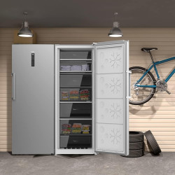 Cecotec Congélateur Vertical 380L Bolero CoolMarket UF 380 Inox, Moteur Inverter Plus, Économie d’Énergie, Total No Frost, Écran