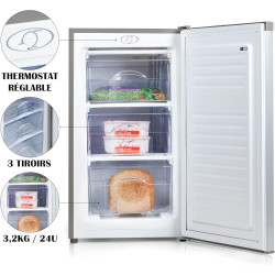 PRIMO PR149DV Congélateur Table Top - 64L - Argent - Comptoir, Réversible - Freezer