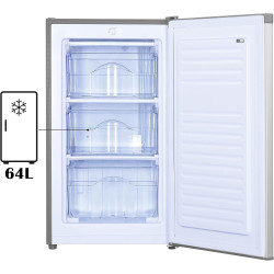 PRIMO PR149DV Congélateur Table Top - 64L - Argent - Comptoir, Réversible - Freezer