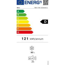Beko FSE1175N b300 - Congélateur de table - Volume utile 95 l - MinFrost - Butée de porte interchangeable - 37 dB (A) - Blanc