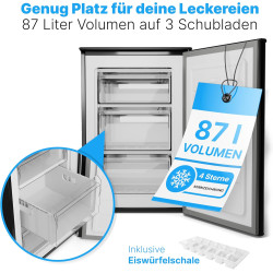 Bomann GS 7253 Stand Gefrierschrank, 55 cm breit, 87 L, 3 Gefrierschubladen, schwarz (772531)