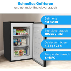 Bomann GS 7253 Stand Gefrierschrank, 55 cm breit, 87 L, 3 Gefrierschubladen, schwarz (772531)