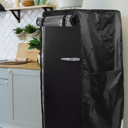 STOBAZA Housse pour Réfrigérateur Vertical en Tissu Oxford Noir, Protection Anti-poussière et Imperméable, Installation Facile p