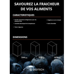 Gedtech refrigerateur simple porte gsp230bl noir - capacité 230l - classe e