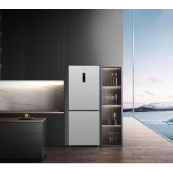 GEDTECH Réfrigérateur combiné GCB417NFIX 417L Grande largeur 70cm - congélateur bas - No Frost - Inox