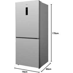 GEDTECH Réfrigérateur combiné GCB417NFIX 417L Grande largeur 70cm - congélateur bas - No Frost - Inox