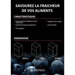 Gedtech refrigerateur congelateur haut - ge217dpsl argent - capacité 217l - classe e