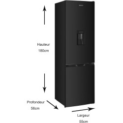 GEDTECH Refrigerateur combiné - congélateur bas - GCB262BL Noir - capacité 262L - Classe E