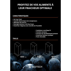 GEDTECH Réfrigérateur simple 359L GSP359NFDX - No Frost - Dark Inox