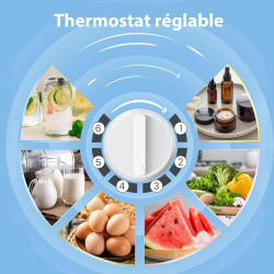 Comfee' RCD50WH2(E) Mini Réfrigérateur/Glacière 43L avec Compartiment Congélateur/Petit Réfrigérateur pour Chambre et Bureau/Ref