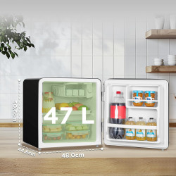 Comfee' RCD50BL2EURT(E) Mini Réfrigérateur Monoporte, 47L, Design Rétro, avec Compartiment Réfrigérant, Thermostats Réglables, F