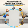 Yourlite mini frigo de chambre 10l,mini réfrigérateur portable,fonction chaud froid,silencieux,étagères réglables,ac/dc,12v 240v
