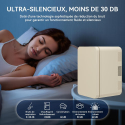 Yourlite mini frigo de chambre 10l,mini réfrigérateur portable,fonction chaud froid,silencieux,étagères réglables,ac/dc,12v 240v