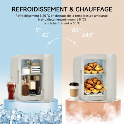Yourlite mini frigo de chambre 4l,mini réfrigérateur portable,fonction chaud froid,silencieux,étagères réglables,ac/dc,12v 240v,