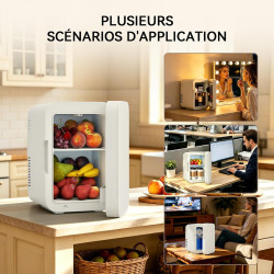 Yourlite mini frigo de chambre 4l,mini réfrigérateur portable,fonction chaud froid,silencieux,étagères réglables,ac/dc,12v 240v,