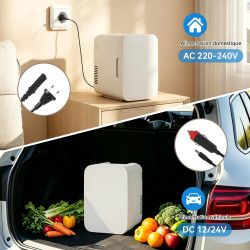 Yourlite mini frigo de chambre 4l,mini réfrigérateur portable,fonction chaud froid,silencieux,étagères réglables,ac/dc,12v 240v,