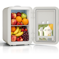 Yourlite mini frigo de chambre 8l,mini réfrigérateur portable,fonction chaud froid,silencieux,étagères réglables,ac/dc,12v 240v,