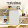 Yourlite mini frigo de chambre 8l,mini réfrigérateur portable,fonction chaud froid,silencieux,étagères réglables,ac/dc,12v 240v,