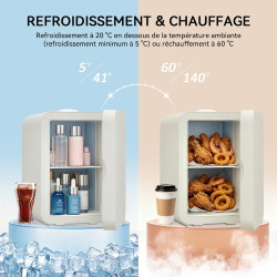 Yourlite mini frigo de chambre 8l,mini réfrigérateur portable,fonction chaud froid,silencieux,étagères réglables,ac/dc,12v 240v,