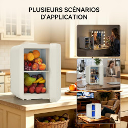 Yourlite mini frigo de chambre 8l,mini réfrigérateur portable,fonction chaud froid,silencieux,étagères réglables,ac/dc,12v 240v,