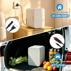 Yourlite mini frigo de chambre 8l,mini réfrigérateur portable,fonction chaud froid,silencieux,étagères réglables,ac/dc,12v 240v,