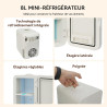 Yourlite mini frigo de chambre 8l,mini réfrigérateur portable,fonction chaud froid,silencieux,étagères réglables,ac/dc,12v 240v,
