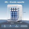 YOURLITE Mini Frigo de Chambre 20L,Mini Réfrigérateur Portable,Fonction Chaud Froid,Silencieux,Étagères Réglables,AC/DC,12V 240V