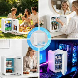 YOURLITE Mini Frigo de Chambre 20L,Mini Réfrigérateur Portable,Fonction Chaud Froid,Silencieux,Étagères Réglables,AC/DC,12V 240V