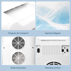 YOURLITE Mini Frigo de Chambre 20L,Mini Réfrigérateur Portable,Fonction Chaud Froid,Silencieux,Étagères Réglables,AC/DC,12V 240V